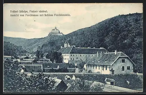 AK Forchtenau, Ortsansicht mit Schloss Forchtenstein bei Tag