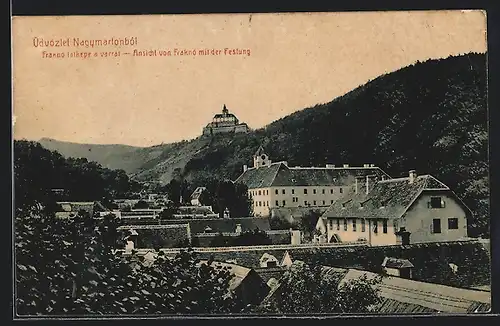 AK Fraknó, Ortsansicht mit Festung