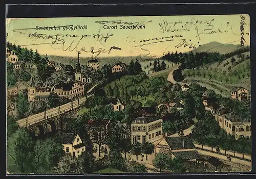 AK Sauerbrunn, Ortsansicht im Frühjahr