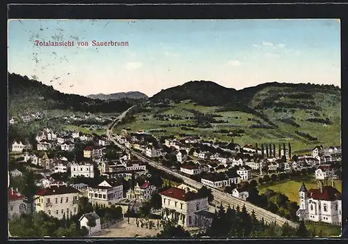 AK Sauerbrunn, Totalansicht der Stadt