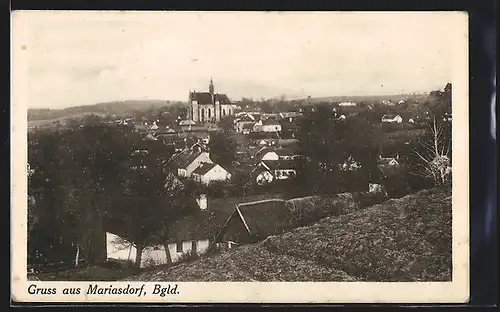 AK Mariasdorf, Ortspanorama vom Berg aus gesehen
