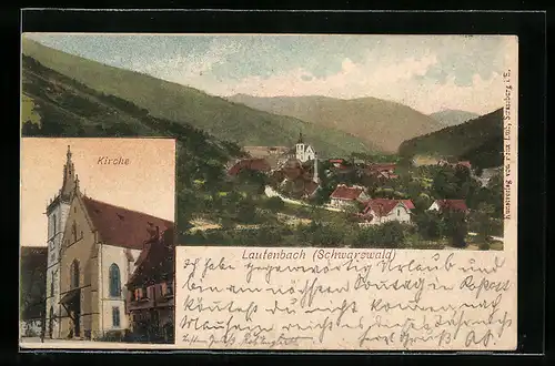 AK Lautenbach / Schwarzwald, Kirche und Panorama