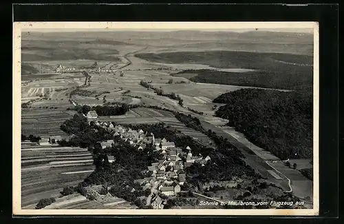 AK Schmie b. Maulbronn, Ortsansicht vom Flugzeug aus