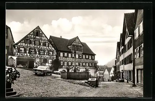 AK Schiltach /Schwarzwald, Fachwerkshäuser auf dem Marktplatz