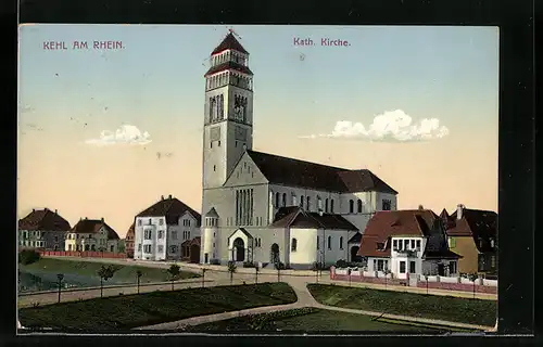 AK Kehl, Kath. Kirche an der Gustav-Weiss-Strasse
