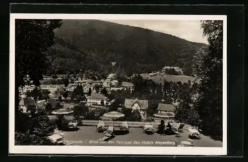 AK Herrenalb, Blick von der Terrasse des Hotels Mayenberg