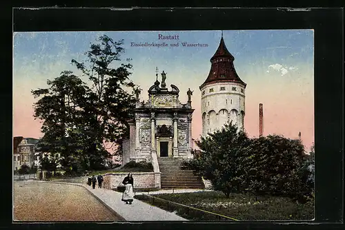 AK Rastatt, Einsiedlerkapelle und Wasserturm