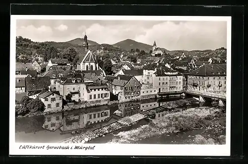 AK Gernsbach i. Murgtal, Ortsansicht mit Wasserpartie