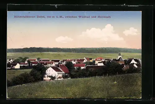 AK Dobel, Ortsansicht bei Dämmerung