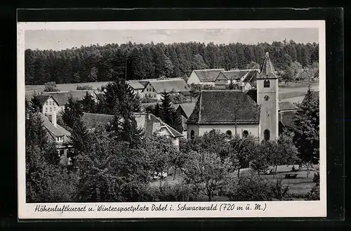 AK Dobel i. Schwarzwald, Ortsansicht mit Kirche