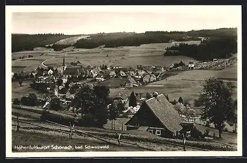 AK Schonach, Ortschaft vom Berghang