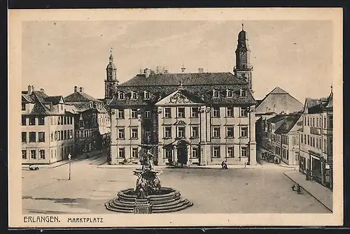 AK Erlangen, Marktplatz aus der Vogelschau