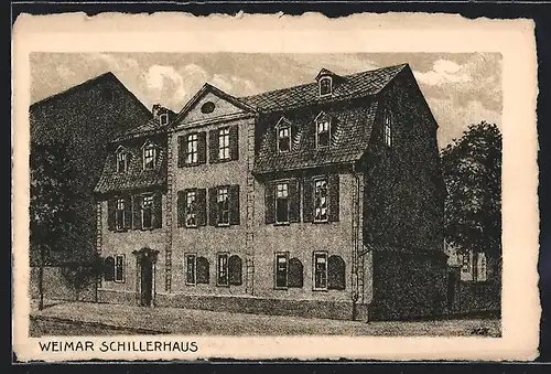 Künstler-AK Weimar, Schillerhaus, Strassenansicht