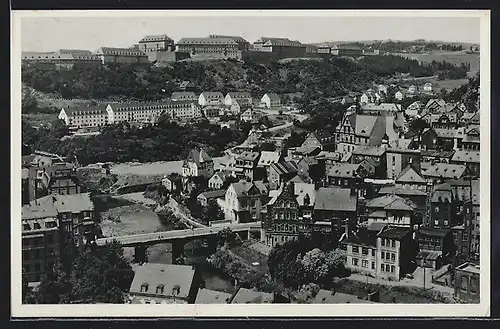 AK Oberstein /Nahe, Ortsansicht mit Nahebrücke aus der Vogelschau