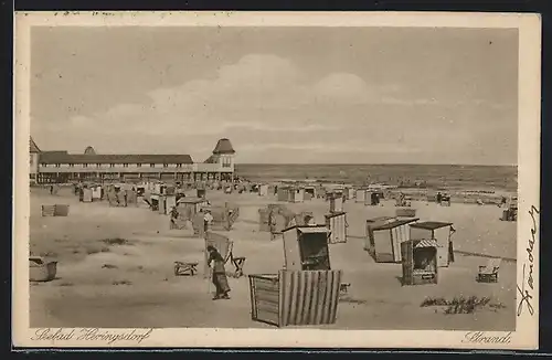 AK Heringsdorf /Ostsee, Strand mit Strandkörben