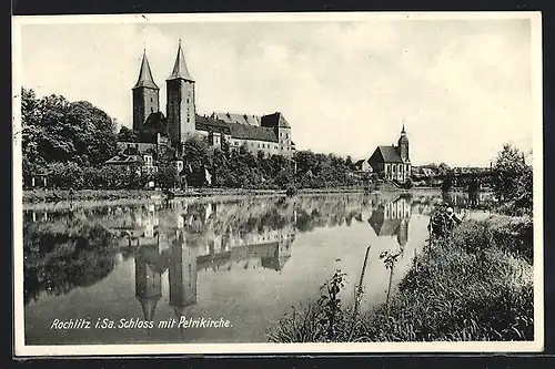AK Rochlitz /Sa., Schloss mit Petrikirche