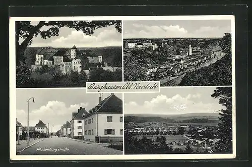 AK Neustadt-Burghausen / Obb., Burg, Hindenburgstrasse, Ortspartie