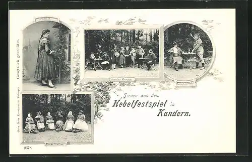 AK Kandern, Hebelfestspiel, Vrenele-Gruppe, Markt-Weiber, Zirkelschmied