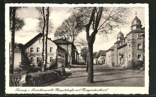 AK Pressig, Hauptstrasse, Kriegerdenkmal & Gasthof Krone