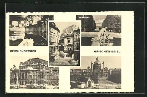 AK Wien, Reichenberger Griechen-Beisl, Rittersüberl, Schönbrunn, Oper, Karlskirche, Griechengasse 9