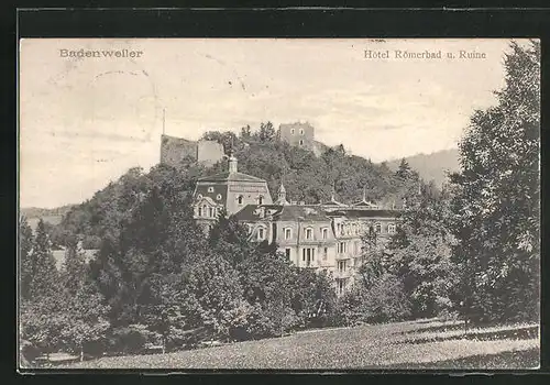 AK Badenweiler, Hotel Römerbad und Ruine