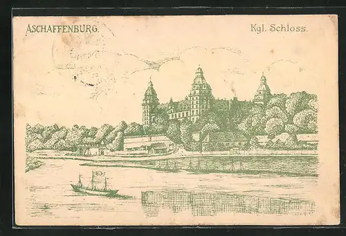 Künstler-AK Aschaffenburg, Königliches Schloss