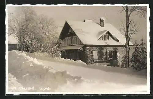 Foto-AK Chaumont, La Poste, Winteridyll