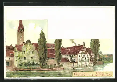 AK Stein am Rhein, Ortspartie am Rhein