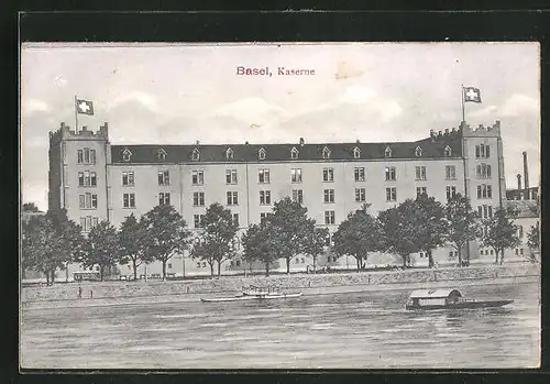 AK Basel, Gebäudeansicht von der Kaserne vom anderen Ufer aus