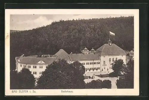 AK Bad Elster, das Badehaus aus der Vogelschau