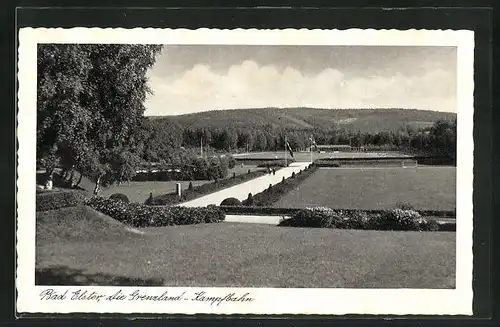 AK Bad Elster, Panoramablick auf die Kampfbahn