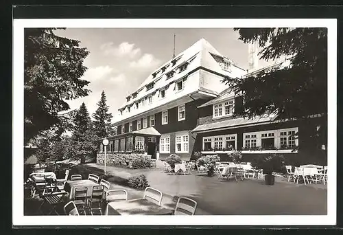 AK Feldberg / Schwarzwald, Hotel u. Kurhaus Hebelhof mit Sommergarten