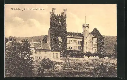 AK Neckarsteinach, Ansicht der Mittel-Burg