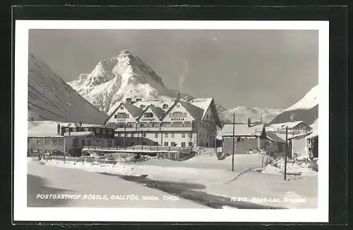 AK Galtür, Postgasthof Rössle im Winter