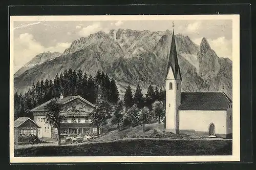AK Ebbs, Gasthaus St. Nikolaus und Kirche