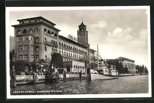 AK Gardone, Riviera, Grand Hotel und Dampfschiff