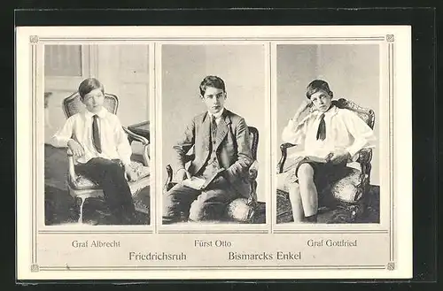 AK Friedrichsruh, Bismarcks Enkel Fürst Otto, und die Grafen Albrecht und Gottfried