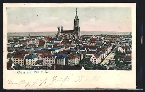 AK Ulm a. D., Ortsansicht mit Kirche