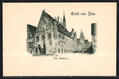 AK Ulm, Blick auf das Rathaus