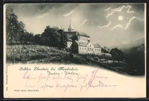 AK Baden-Baden, Am Schloss Eberstein bei Mondschein