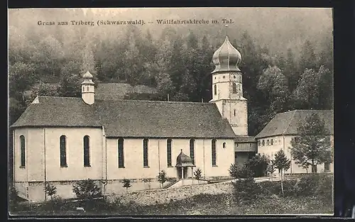 AK Triberg / Schwarzwald, Wallfahrtskirche mit Tal