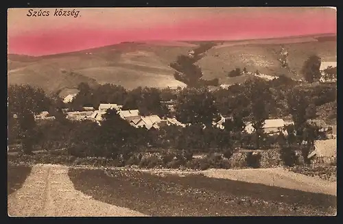 AK Szúcs, község, Ortsansicht aus der Vogelschau