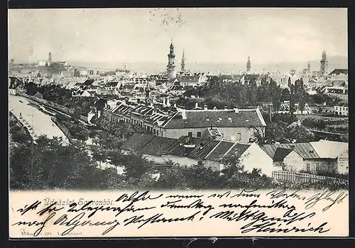 AK Sopron, Ortsansicht mit Kirchturm