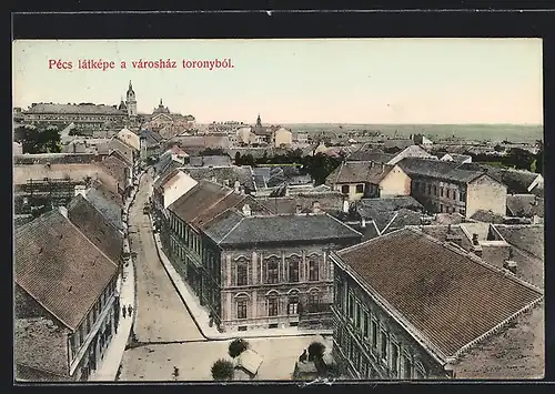 AK Pécs, Látképe a városház toronyból