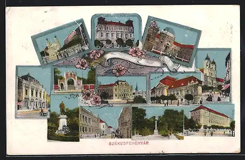 AK Székesfehérvár, Blick auf Denkmal, Kirche