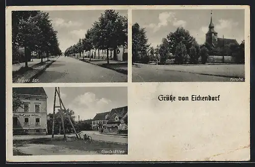 AK Eickendorf, Gaststätten, Bierer Strasse, Strassenpartie mit Kirche