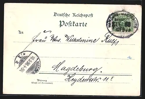 Lithographie Stendal, Bahnhof, Dom, Roland, Strassenpartie