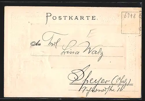 Passepartout-Lithographie Bergzabern, Schloss, Wappen