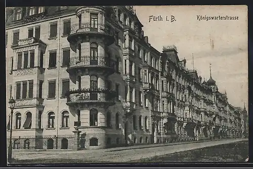 AK Fürth i. B., Königswarterstrasse mit Laterne