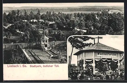 AK Limbach /Sa., Gaststätte Würstel-Pavillon, Stadtpark - östlicher Teil